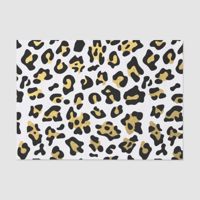 Papier Mousseline Motif d'empreinte de léopard de noir de feuille (Recto)
