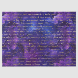 Papier Mousseline Motif d'encre violette aquarelle avec écriture dor