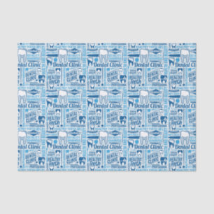 Papier Mousseline Motif dentaire bleu de clinique