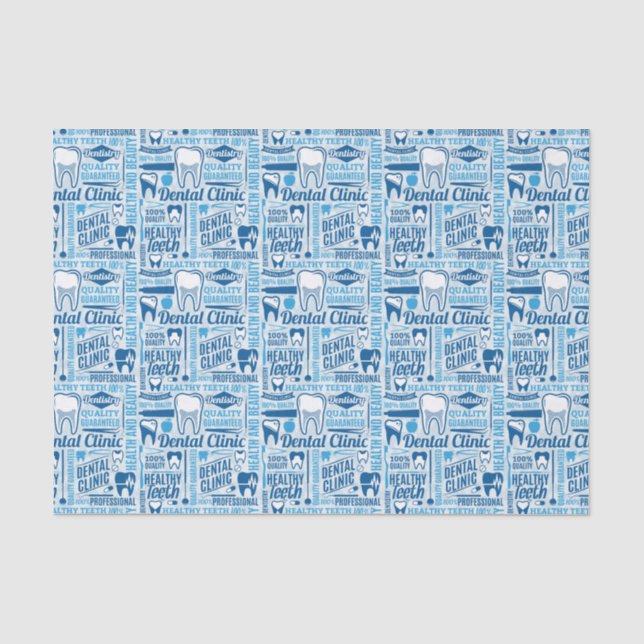 Papier Mousseline Motif dentaire bleu de clinique (Recto)