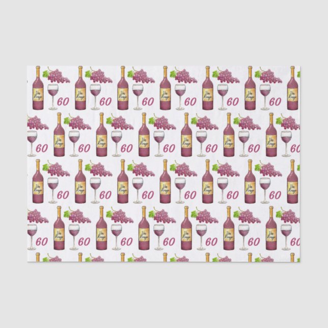 Papier Mousseline Motif des amateurs de vin rouge 60e anniversaire (Recto)