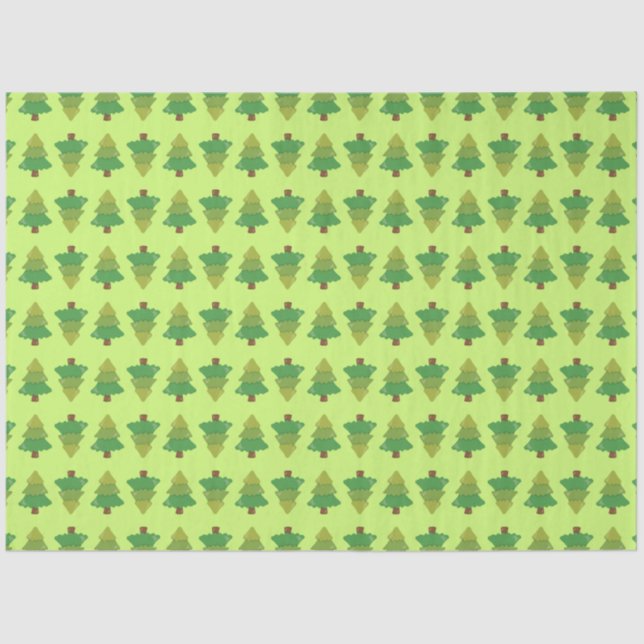 Papier Mousseline Motif des arbres sur vert (Recto)
