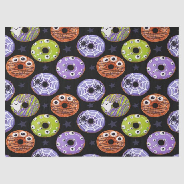 Papier Mousseline Motif des beignets d'Halloween. Motif de Doughnut  (Recto)