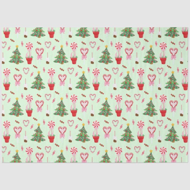 Papier Mousseline Motif des bonbons de Noël (Recto)