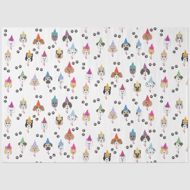 Papier Mousseline Motif des chiens de fête d'anniversaire (Recto)
