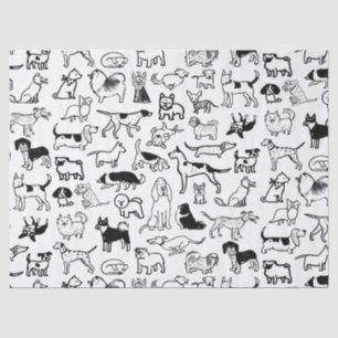 Papier Mousseline Motif des chiens noirs et blancs  Cute Canine Love