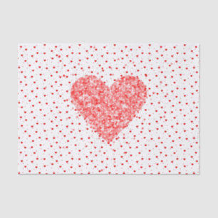 Papier Mousseline Motif des Coeurs de Parties scintillant rouge