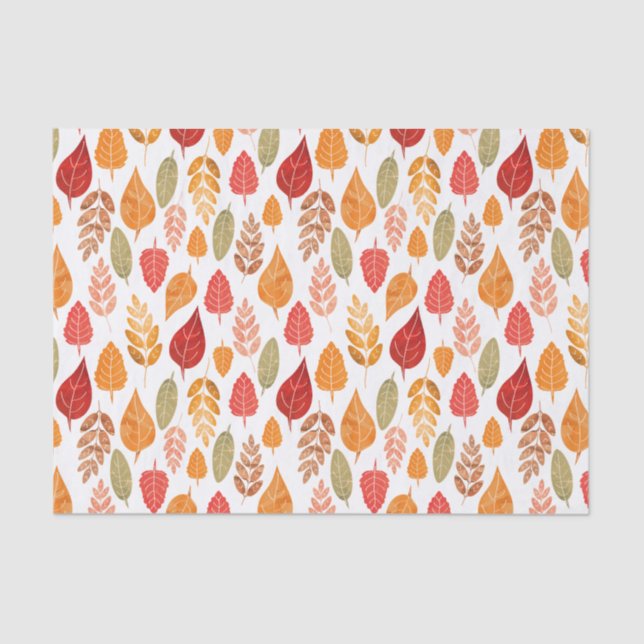 Papier Mousseline Motif des feuilles d'automne peintes (Recto)