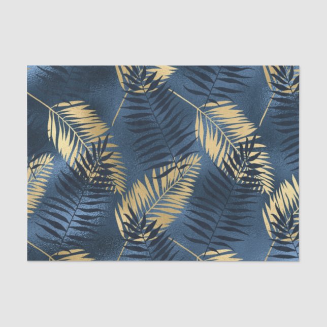 Papier Mousseline Motif des Feuilles de l'été de Blue Palm (Recto)
