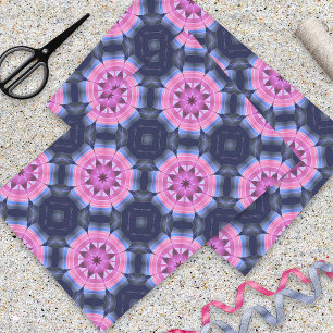 Papier Mousseline Motif des fleurs géométriques de l'Indigo mauve ma