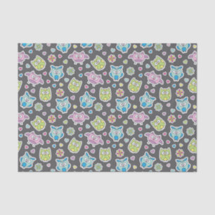 Papier Mousseline motif des hiboux de bande dessinée