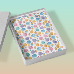 Papier Mousseline Motif des oeufs de Pâques et des poussins   Pastel