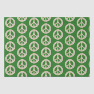 Papier Mousseline Motif des signes de paix celtique or et blanc