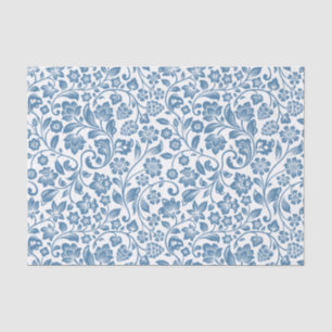 Papier Mousseline Motif des vignes florales bleues et blanches