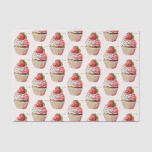 Papier Mousseline Motif dessert sucré fraise Cupcake