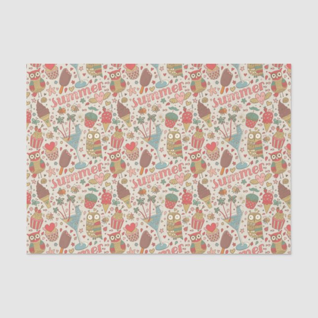 Papier Mousseline Motif D'Été Avec Glace (Recto)