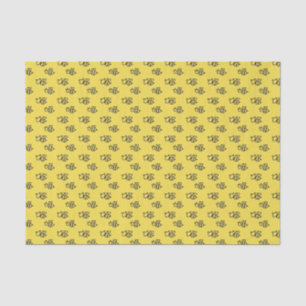 Papier Mousseline Motif d'été des abeilles jaune vif