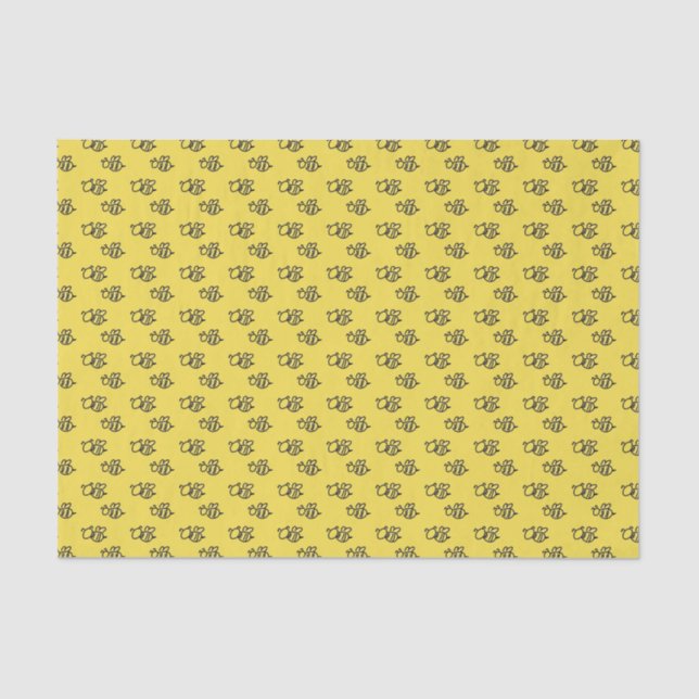 Papier Mousseline Motif d'été des abeilles jaune vif (Recto)