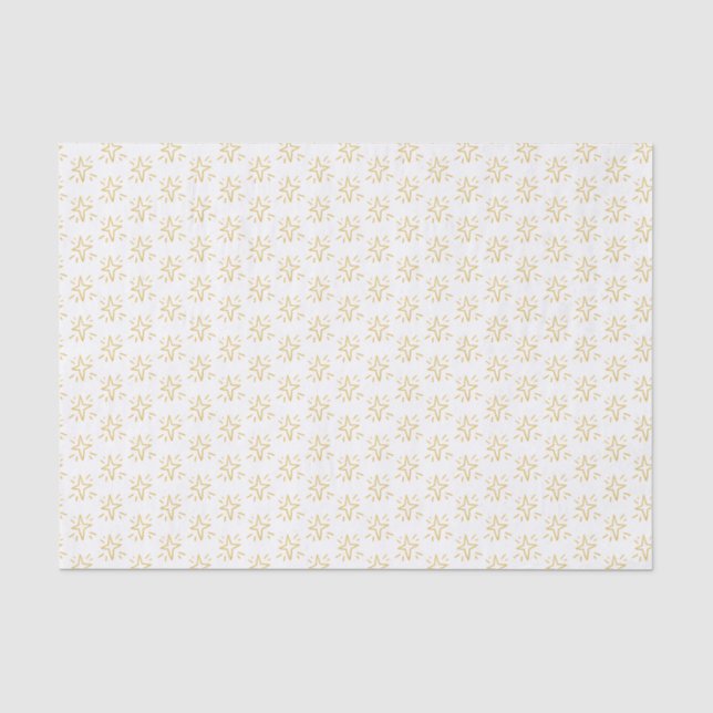 Papier Mousseline Motif d'étoile d'or simpliste blanc (Recto)