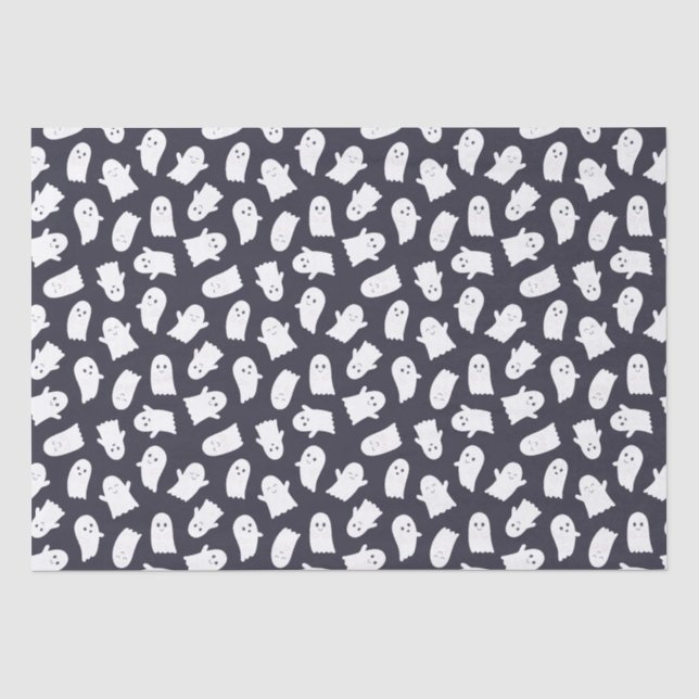 Papier Mousseline Motif d'Halloween Ghosts convivial (Recto)