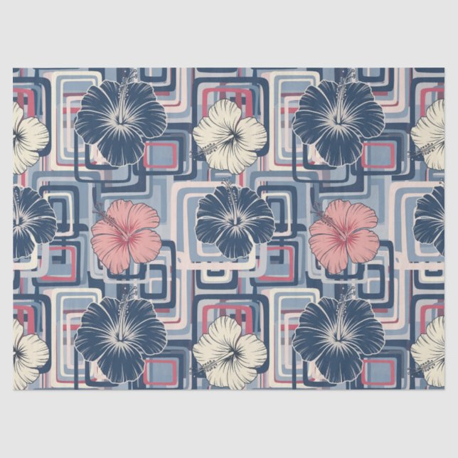 Papier Mousseline Motif d'Hibiscus Tropical de Côte (10) (Recto)