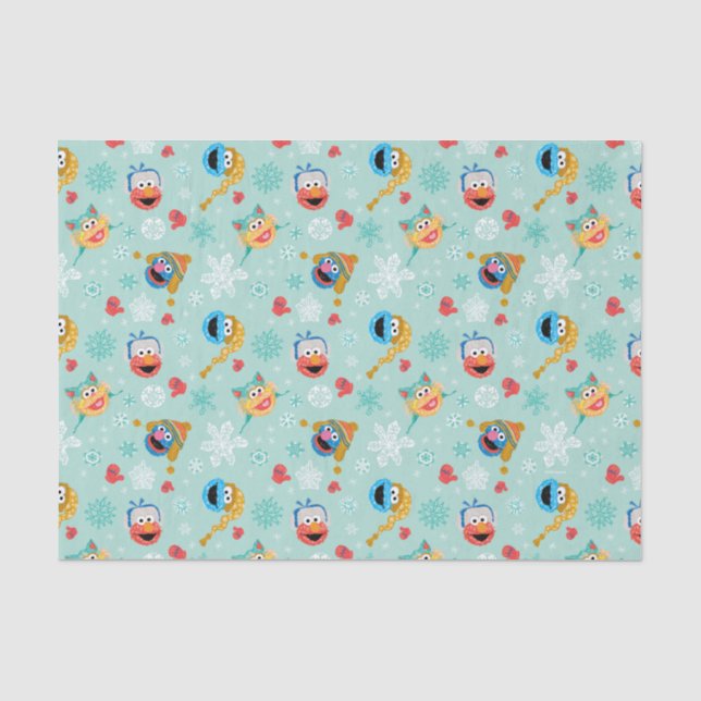 Papier Mousseline Motif d'hiver de la rue Sesame (Recto)