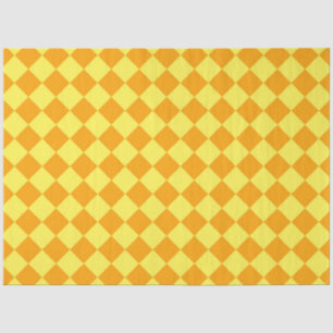 Papier Mousseline Motif diamant orange jaune Checker