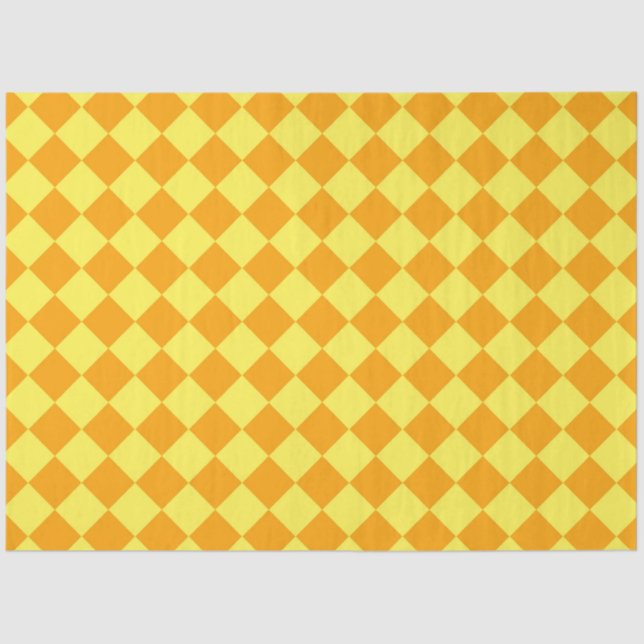 Papier Mousseline Motif diamant orange jaune Checker (Recto)