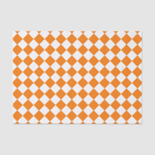 Papier Mousseline Motif diamant Orange White Checker