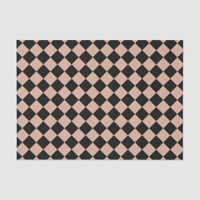 Papier Mousseline Motif diamant rose noir Checker (Recto)