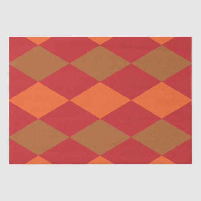 Papier Mousseline Motif Diamond À damiers Vert orange (Recto)