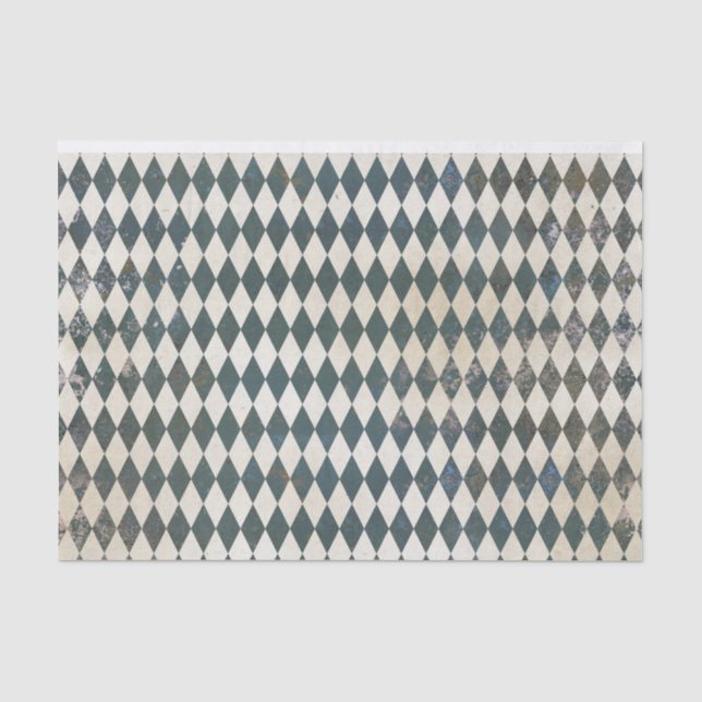 Papier Mousseline Motif Diamond Arlequin Vert (Recto)