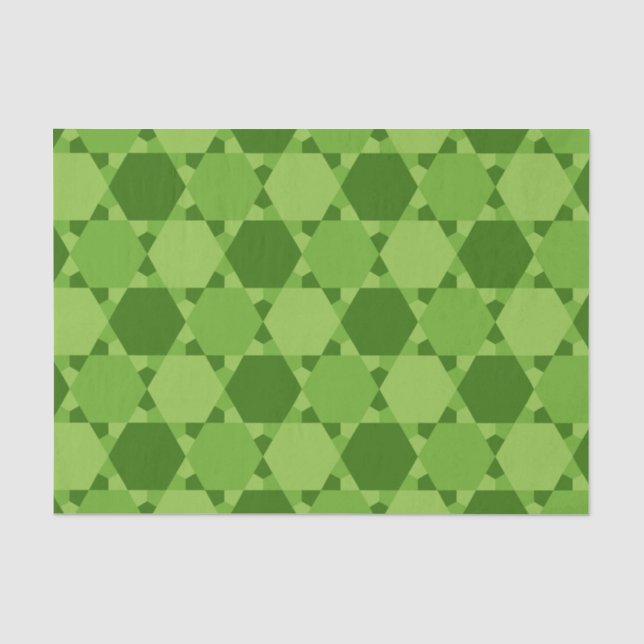 Papier Mousseline Motif d'illusion optique à six points Green Star (Recto)