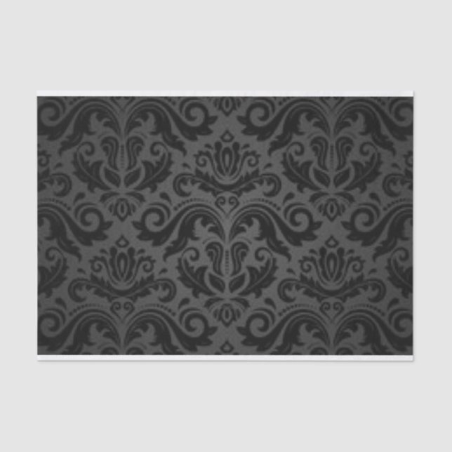 Papier Mousseline Motif d&#x27;impression en damas noir (Recto)