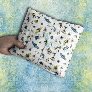 Papier Mousseline Motif d'insectes Blanc