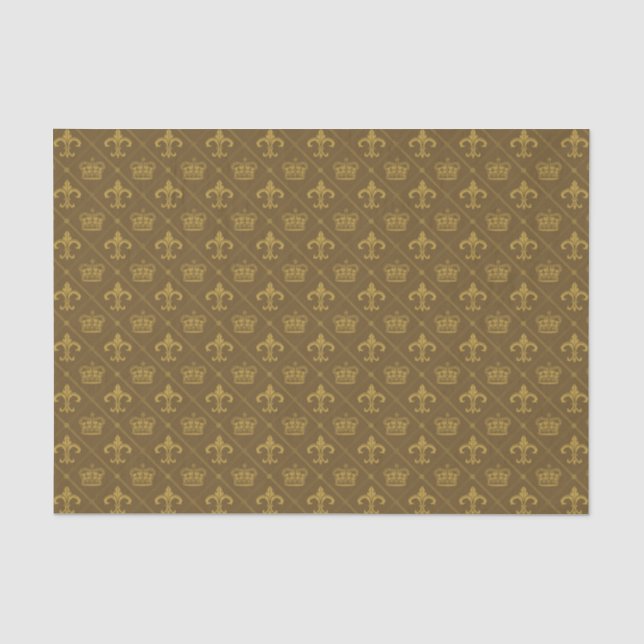 Papier Mousseline Motif d'or de couronne et de lis + vos idées (Recto)