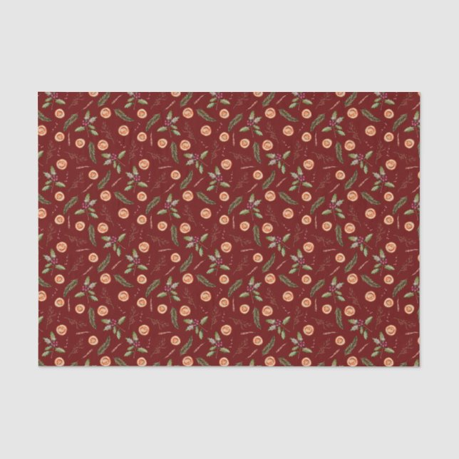 Papier Mousseline Motif d'orange et d'épices de vacances (Recto)