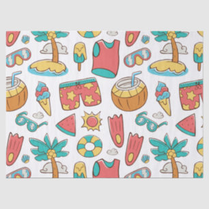 Papier Mousseline motif drôle vacances d'été plage