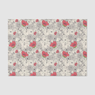 Papier Mousseline Motif du jardin de fleurs de pavot
