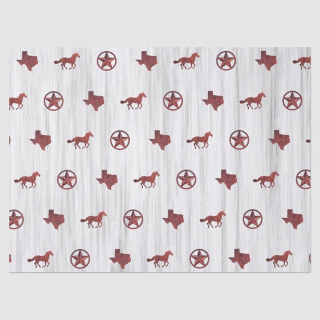 Papier Mousseline Motif du Texas, d'étoile et de cheval (Recto)