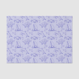 Papier Mousseline Motif d'une ligne d'animal marin et voilier 