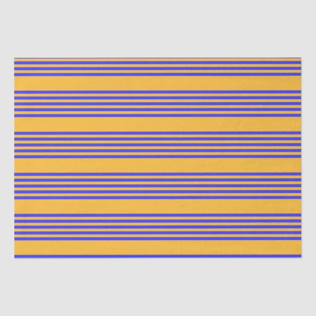 Papier Mousseline Motif électrique bleu et jaune cinq bandes (Recto)