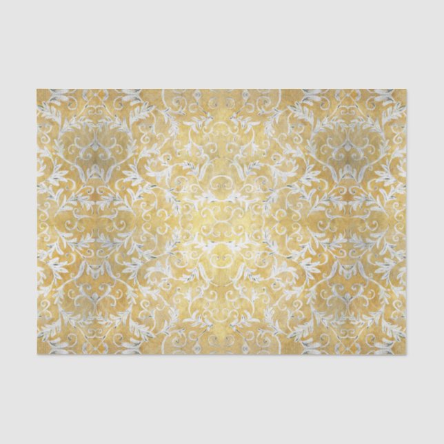 Papier Mousseline Motif élégant de damassé d'or (Recto)