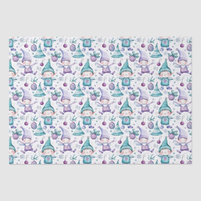 Papier Mousseline Motif elfe de Noël mignon (Recto)
