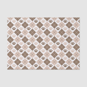 Papier Mousseline Motif Empreinte de patte Brown et Tan Jacquard