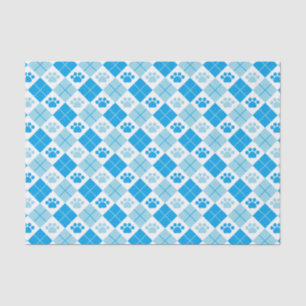 Papier Mousseline Motif Empreinte de patte Jacquard bleu