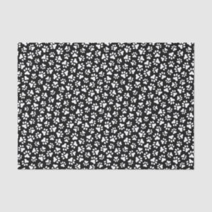 Papier Mousseline Motif empreinte de patte noir et blanc