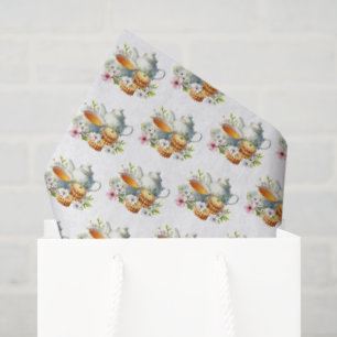 Papier Mousseline Motif en carrelage de fête du thé mignon