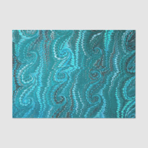 Papier Mousseline Motif en marbre moderne Abstrait Blue Swirls