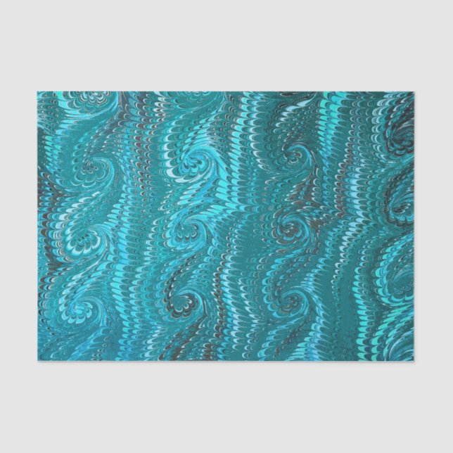 Papier Mousseline Motif en marbre moderne Abstrait Blue Swirls (Recto)